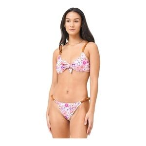 REINA OLGA Luca Bikini Set in Pastel Flowers/Tobacco NWT